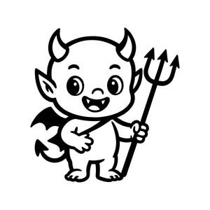 Little Devil Vector Illustration, SVG, PNG, JPG, Little Devil, Little Devil Clipart, Devil Silhouette, Cute Devil Design, Halloween Trident