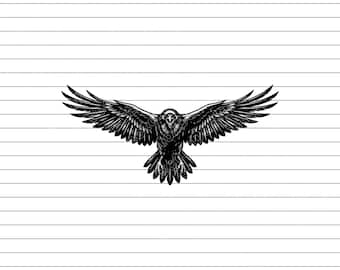 Raven Flying Vector Illustration, SVG, PNG, JPG, Raven Art, Raven Clipart, Raven Silhouette, Flying Raven, Raven Design, Raven Cricut Design