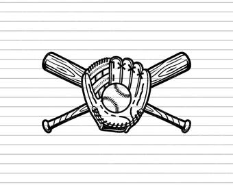 Baseball Logo Vector Illustration, SVG, PNG, JPG, Baseball Glove, Crossed Bats Clipart, Baseball Silhouette, Team Logo, Baseball Design, Art