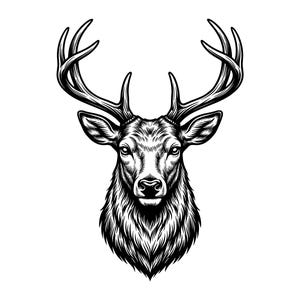 Hjorthuvudvektorillustration, SVG, PNG, JPG, Hjorthuvudkonst, Hjortclipart, Hjortsilhuett, Vildlivsdesign, Djurhuvud, Cricut-design