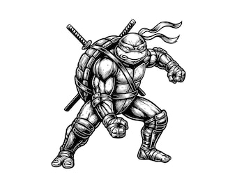 Ninja Turtle Warrior Vector Illustration, SVG, PNG, JPG, Turtle Warrior, Ninja Turtle Clipart, Turtle, Warrior Turtle, Hero Turtle Design