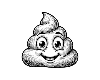 Smiling Poop Emoji Vector Illustration, SVG, PNG, JPG, Poop Emoji, Poop Emoji Clipart, Poop Emoji Silhouette, Funny Emoji Design, Cute Poop