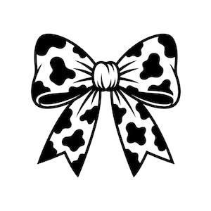 Cow Print Bow Vector Illustration, SVG, PNG, JPG, Cow Bow Art, Cow Print Clipart, Bow Silhouette, Western Bow Design, Cute Cow Bow, Cricut