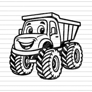 Dump Truck Vector Illustration, SVG, PNG, JPG, Dump Truck Art, Dump Truck Clipart, Truck Silhouette, Cartoon Dump Truck, Construction Truck
