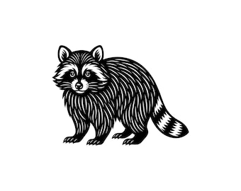 Raccoon vector illustration, raccoon svg, raccoon png, raccoon clipart, raccoon silhouette, cute raccoon, wild raccoon, raccoon, cricut