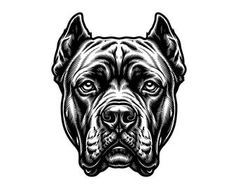 Cane Corso Head Vector Illustration: (SVG PNG JPG) Cane Corso, Dog Face Clipart, Dog Head Silhouette, Italian Mastiff Design, Cane Corso Dog
