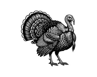 Wild Turkey Vector Illustration, SVG, PNG, JPG, Turkey Art, Turkey Clipart, Turkey Silhouette, Woodland Turkey, Forest Bird Design, Cricut