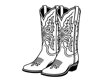 Cowboy Boots Vector Illustration: SVG, PNG, JPG (Digital Download)