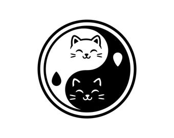 Cute Cats Yin Yang Vector Illustration, SVG, PNG, JPG, Cat Lover, Cat Clipart, Cat Silhouette, Yin Yang Cats, Cute Cat Design, Cricut Design