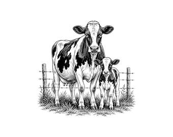 Holstein Cow Vector Illustration, SVG, PNG, JPG, Holstein Cow Clipart, Cow Silhouette, Cow Cricut, Cow Design, Cow Art, Cricut Design, Cut