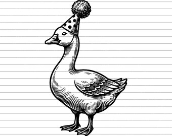 Party Goose Vector Illustration, SVG, PNG, JPG, Goose Clipart, Funny Goose Art, Goose Silhouette, Dancing Goose, Cute Animal Design, Cricut