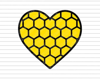 Heart Honeycomb Vector Illustration, SVG, PNG, JPG, Heart Honeycomb Art, Heart Honeycomb Clipart, Heart Silhouette, Geometric Heart, Cricut