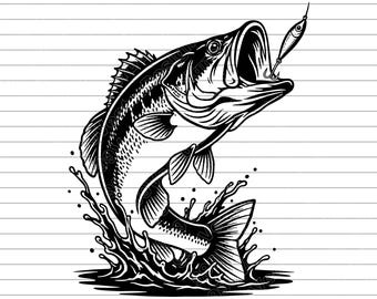 Bass Fishing Vector Art: Largemouth Bass SVG, PNG, JPG