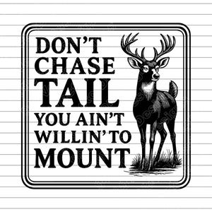 No persigas la cola: Ilustración vectorial: divertida caza de ciervos SVG PNG (descarga digital)