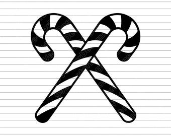 Candy Cane Vector Illustration, SVG, PNG, JPG, Candy Cane, Candy Cane Clipart, Candy Cane Silhouette, Crossed Candy Canes, Christmas Candy