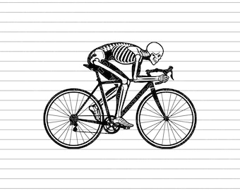 Ilustración vectorial de un ciclista esquelético (SVG, PNG, JPG), arte de un ciclista esquelético, imágenes prediseñadas de un ciclista esquelético, diseño de ciclismo