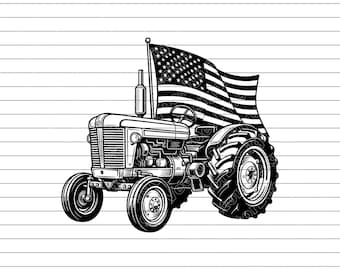Tractor Usa Flag Vector Illustration, SVG, PNG, JPG, American Tractor, Farm Tractor Clipart, Tractor Silhouette, Usa Tractor Design, Cricut
