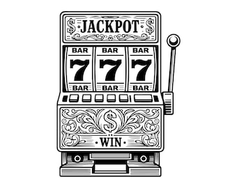 Slot Machine 777 Vector Illustration, SVG, PNG, JPG, Slot Machine Art, Slot Machine Clipart, Slot Machine Cricut, Casino Design, Lucky 777