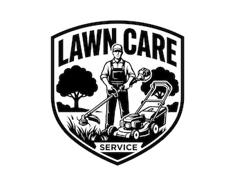 Lawn Care Service Logo Vector Illustration, SVG, PNG, JPG, Grass Cutting Clipart, Lawn Mowing Silhouette, Gardening Business Logo,  Design
