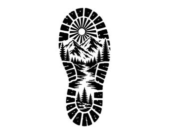 Hiking Boot Print Vector Illustration, SVG, PNG, JPG, Hiking Boot Print, Boot Clipart, Boot Silhouette, Boot Cricut, Boot Design, Boot Art