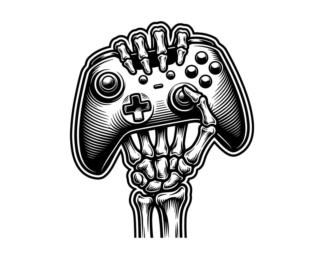 Skeletal Hand Holding Game Controller Vector Illustration, SVG, PNG ...