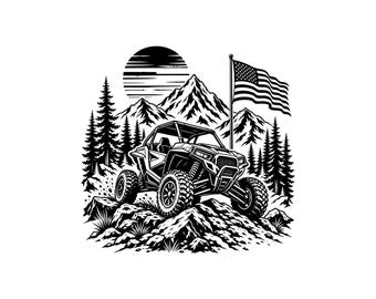 UTV Off Road Vector Illustration, Svg, Png, Jpg, UTV Off Road, UTV Clipart, Silhouette, Cricut, American Design, Off Road Art, Print Design