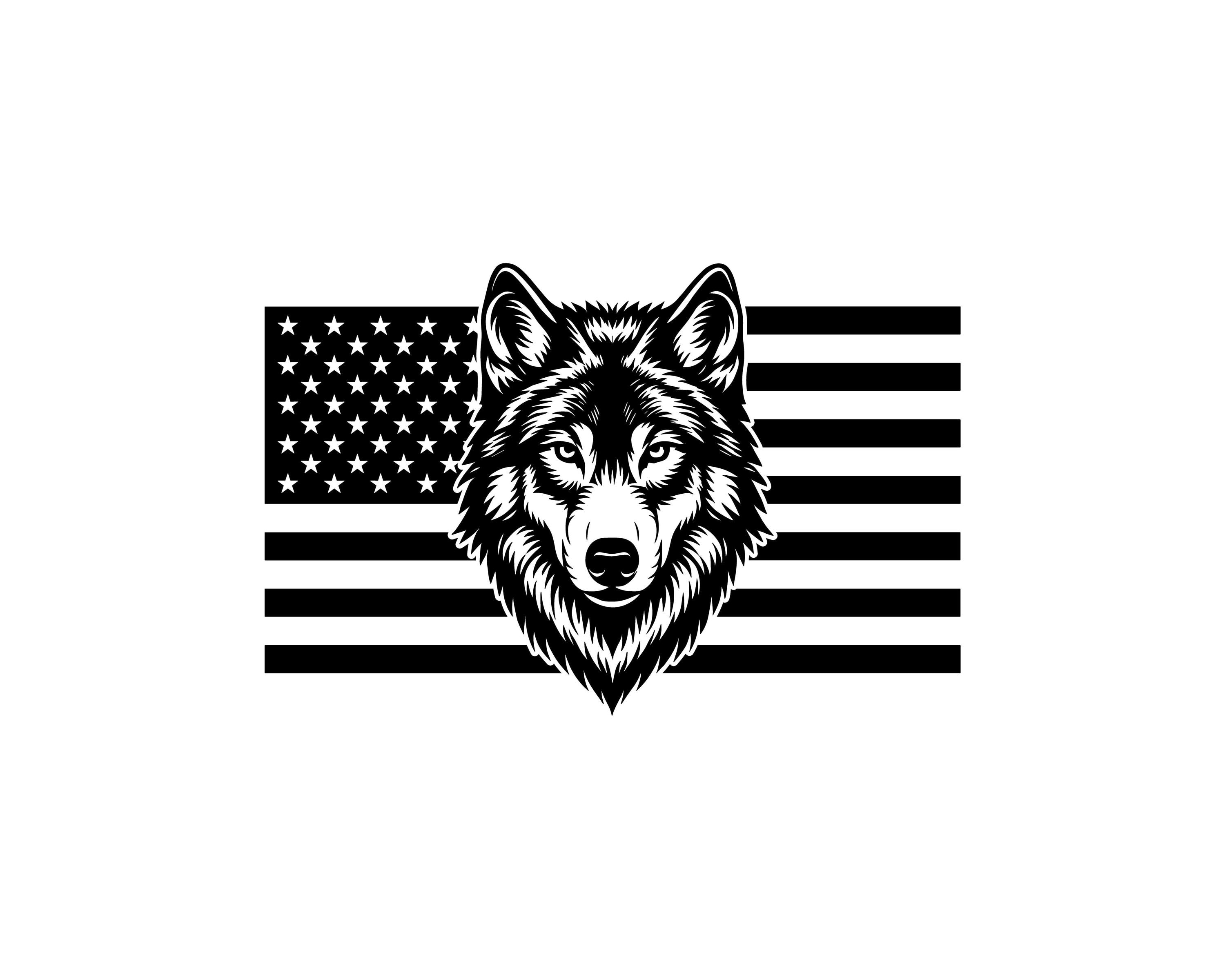 ★freedom　standard 様用★WOLF'S HEAD Wolf Head Usa Flag Vector Illustration, SVG, PNG, JPG, Patriotic
