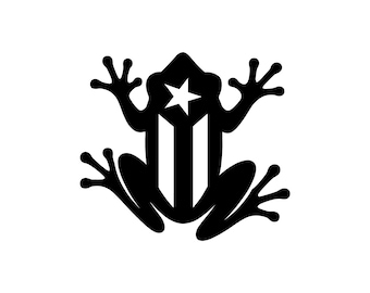 Puerto Rico Coqui Frog Vector Illustration, SVG, PNG, JPG, Puerto Rican Flag Art, Coqui Clipart, Coqui Silhouette, Puerto Rico Pride, Cricut
