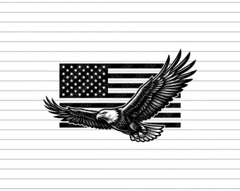 Eagle With Usa Flag Vector Illustration, SVG, PNG, JPG, Patriotic Eagle Art, Eagle Clipart, Eagle Silhouette, American Eagle, Usa Design