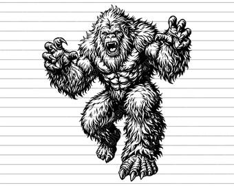 Yeti Vector Illustration, SVG, PNG, JPG, Yeti Art, Yeti Clipart, Yeti Silhouette, Snow Monster Design, Winter Creature, Yeti Cricut Design