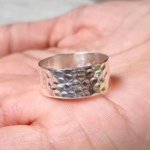 Hammered Sterling Silver Band Ring: Unisex Boho Wedding Jewelry