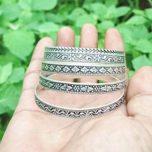 Handmade Sterling Silver West Indian Bangles - Set of 5 Boho Bangles