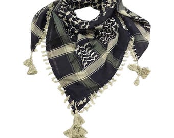 Palestinian Keffiyeh Scarf Classic Black and Cream Shemagh for Men And Women