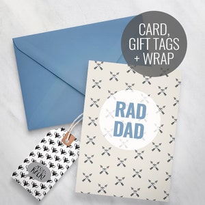 Printable Father's Day Card, Rad Dad printable card, Happy Father's Day Card, printable gift tags, guys greeting card, mens hipster card image 1