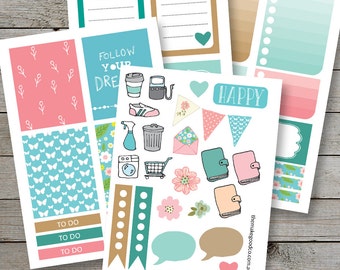 Printable Planner Stickers - Erin Condren, Bullet Journal, Happy Planner - Box Stickers - Checklist Stickers - Planner Icons - Monthly Kit
