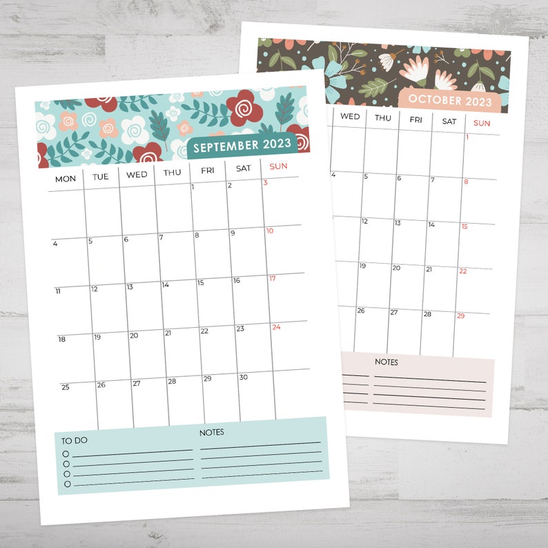 Printable 2023 Monthly Calendar A5 Size Bullet Journal Etsy Australia