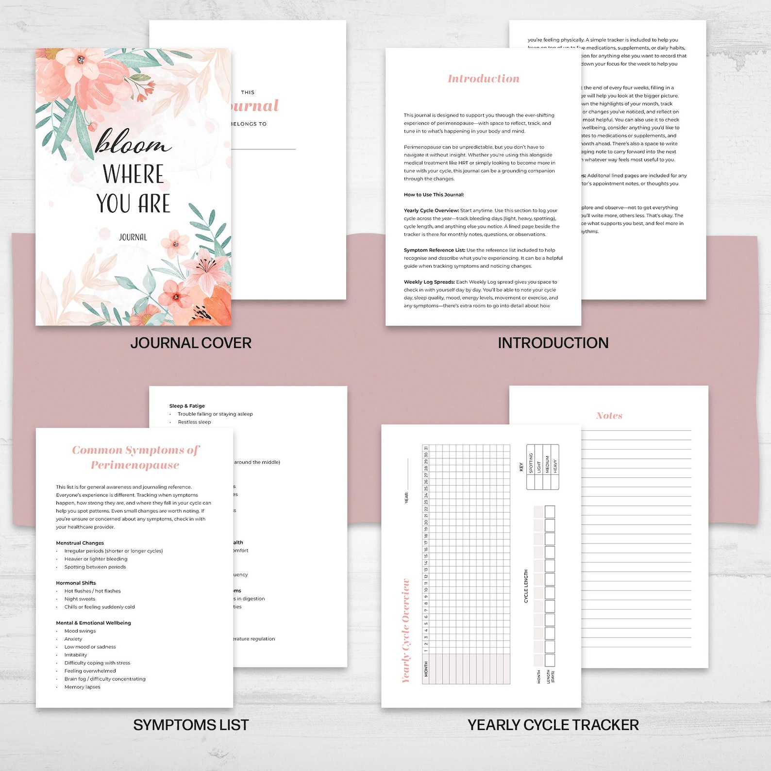 Printable Perimenopause Journal | Cycle & Symptom Tracker – Weekly Log ...