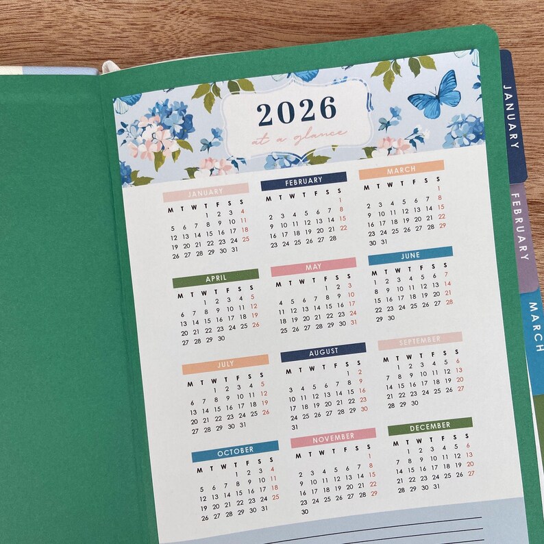 Printable 2026 Yearly Calendar With Floral Design | A5 Size for Journal ...