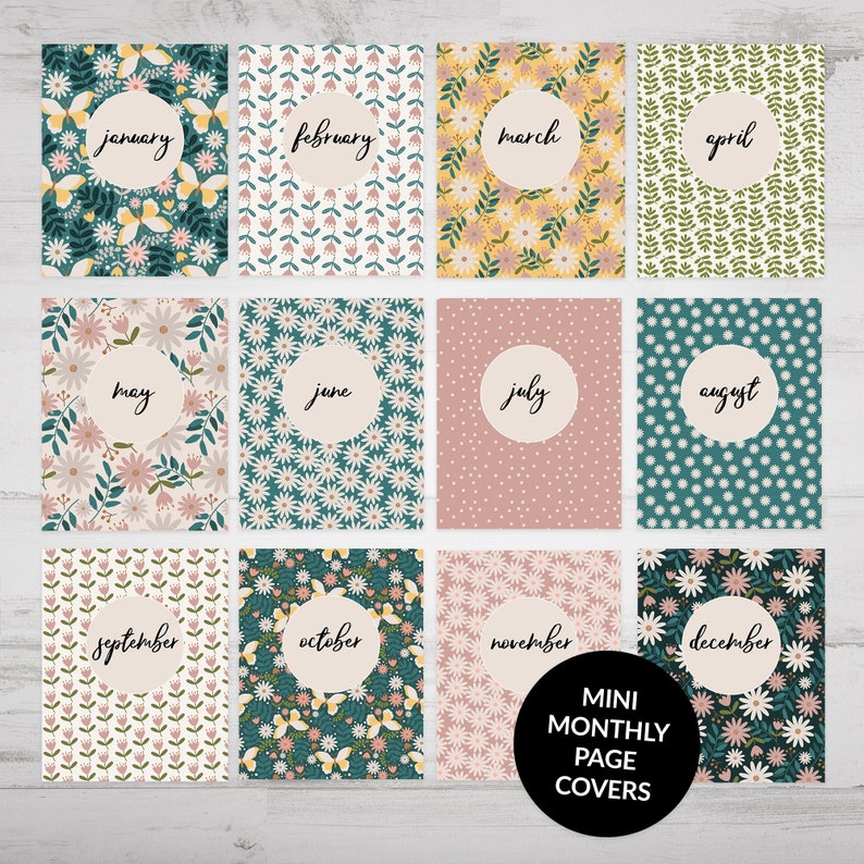 Printable 2024 Mini Calendar Stickers, Page Tabs and Mini Monthly Covers for Journal or Planner, Suitable for Cricut Print Then Cut image 4