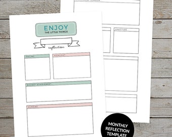 Printable Monthly Reflection Template - Journaling Monthly Reflection - Monthly Reflection Prompt - Printable Planner Insert