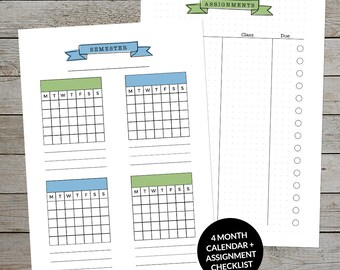 Student Planner Printable or Project Planner - Journal Template - Student Planner Insert - Semester Planner - Assignment Planner