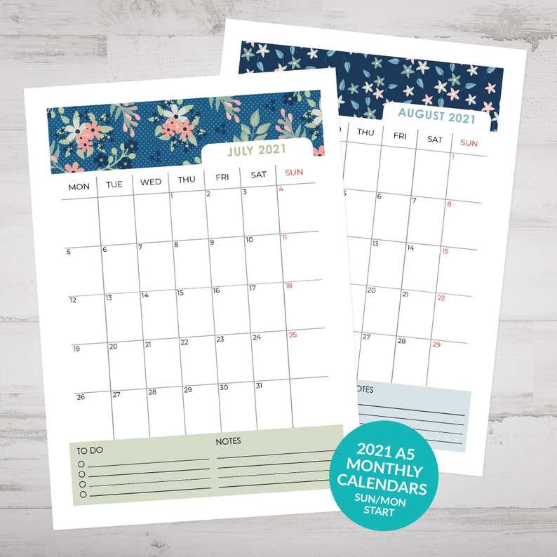 Bullet Journal Mini Calendar 2021 Printable 2021 MINI CALENDAR 