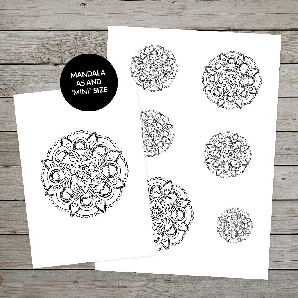 printable mandala design no 2 hand drawn ideal for bullet etsy india