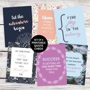 6 Printable Quote Cards (Set no. 3) - Inspirational Quote Cards, Creative Journal + Planner Decoration, Motivational, Self-Care