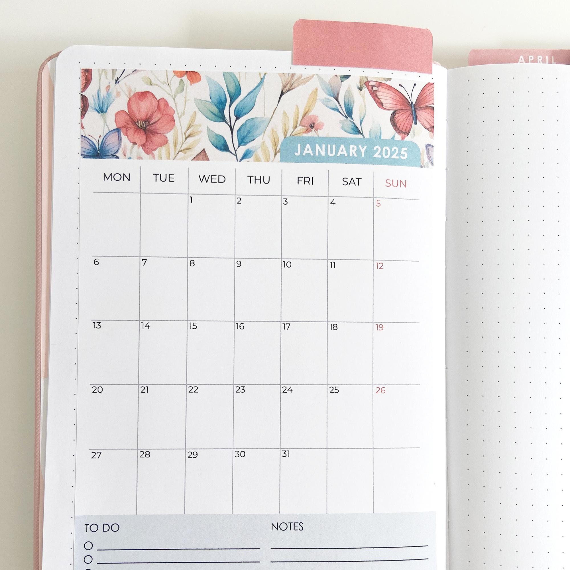 2025 Watercolor Floral Monthly Calendar A5 | Printable Digital Calendar ...