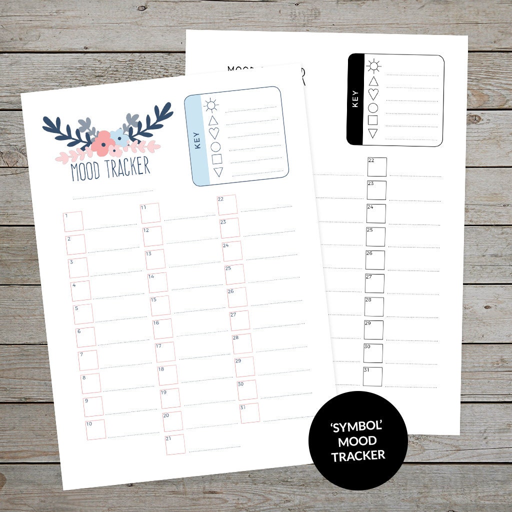 image regarding Bullet Journal Symbols Printable titled Printable Temper Tracker - Bullet Magazine Temper Tracker - Emblem Temper Tracker - Printable Planner Add