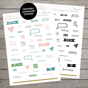 Printable Journaling Stickers - Planner Stickers - Bullet Journal Stickers - Printable Word Stickers - Planner Doodles