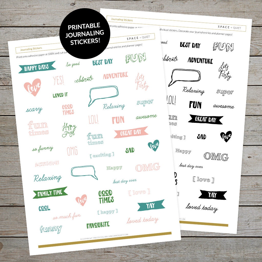 printable journaling stickers planner stickers bullet etsy