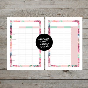 Printable Family Planner Pages - Family Planner Insert - Journal Pages - Happy Planner Family Planner Insert