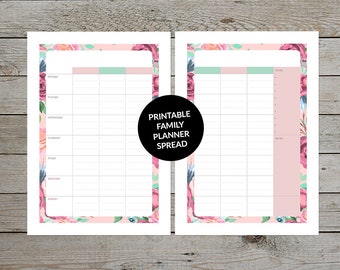 Printable Family Planner Pages - Family Planner Insert - Journal Pages - Happy Planner Family Planner Insert